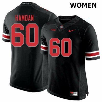 NCAA Ohio State Buckeyes Women's #60 Zaid Hamdan Blackout Nike Football College Jersey DPK2445NL
